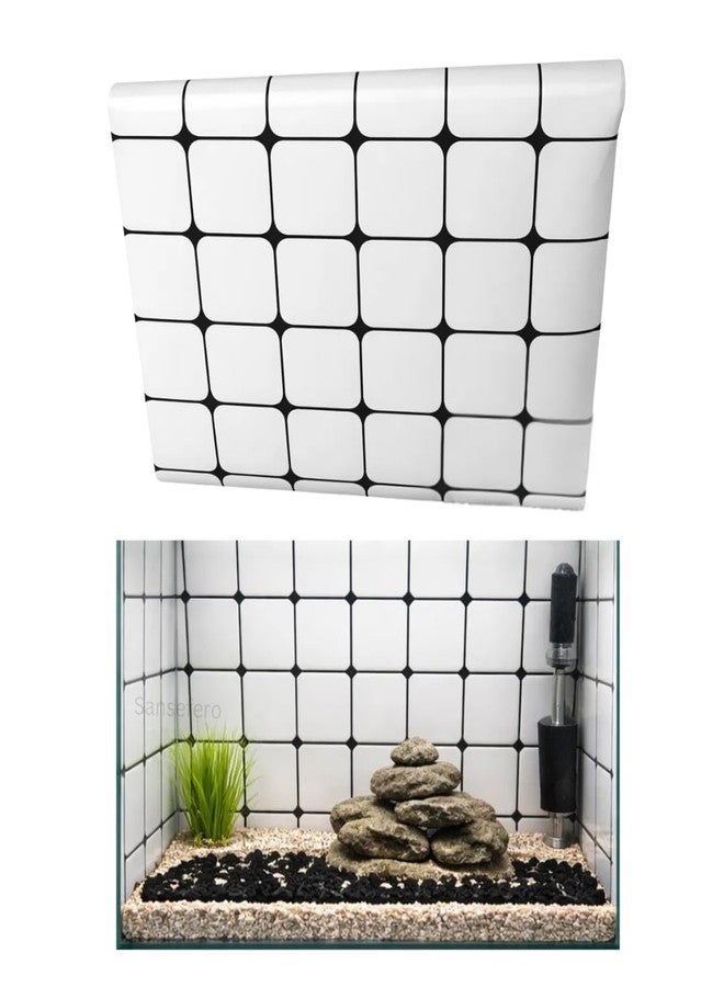 SANSEFERO White Bottom Sticker for Aquarium Fish Tank Background Sticker Poster Checked Design for Bottom & Background (2 Ft Length & 2 Ft Height) - Image 1