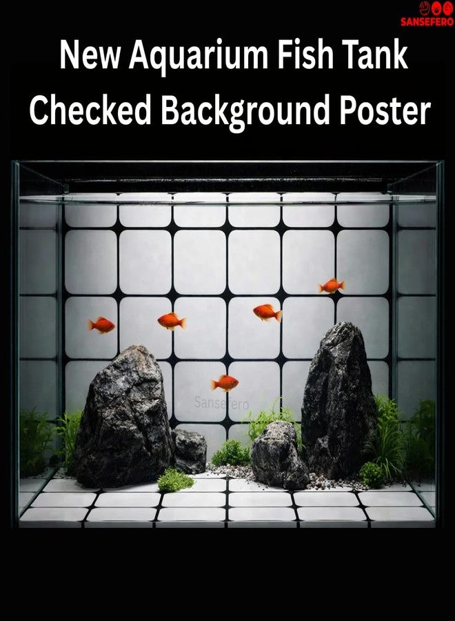 SANSEFERO White Bottom Sticker for Aquarium Fish Tank Background Sticker Poster Checked Design for Bottom & Background (2 Ft Length & 2 Ft Height) - Image 2