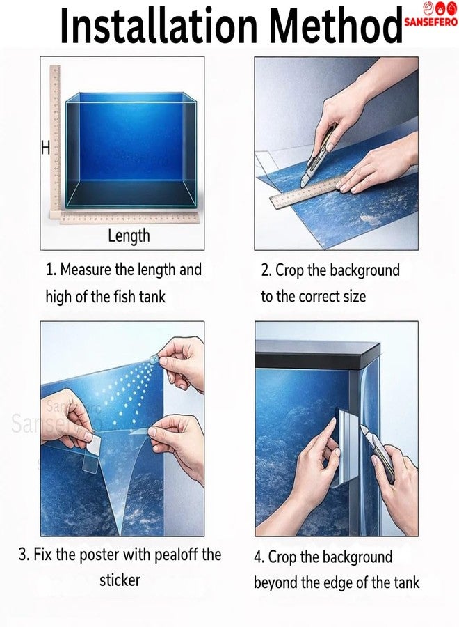 SANSEFERO White Bottom Sticker for Aquarium Fish Tank Background Sticker Poster Checked Design for Bottom & Background (2 Ft Length & 2 Ft Height) - Image 3