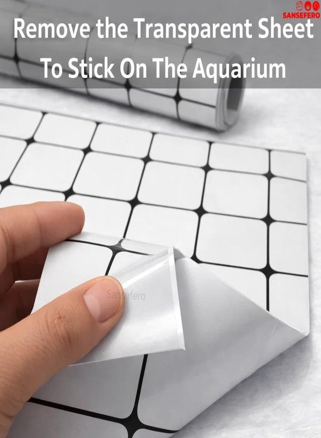 SANSEFERO White Bottom Sticker for Aquarium Fish Tank Background Sticker Poster Checked Design for Bottom & Background (2 Ft Length & 2 Ft Height) - Image 4