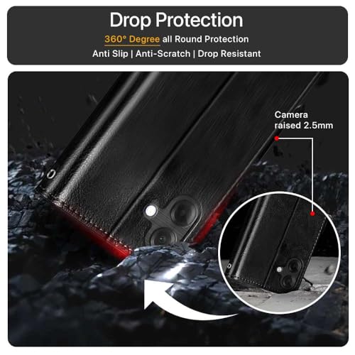 WOW IMAGINE Shock Proof Flip Cover Back Case Cover for Samsung Galaxy M17e 5G | F70e 5G | M07 | F07 | A07 | A07 5G (Flexible | Leather Finish | Card Pockets Wallet & Stand | Black) - Image 4