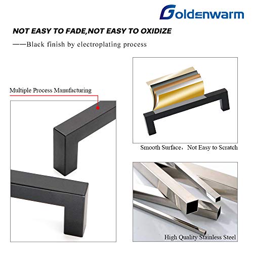 Goldenwarm 5 Pack Black Square T Bar Single Hole Knobs Cabinet Pull Drawer Handles Stainless Steel Modern Hardware for Kitchen and Bathroom Cabinets Cupboard Kitchen Cabinet Knobs - Image 3
