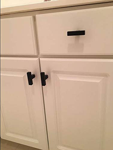 Goldenwarm 5 Pack Black Square T Bar Single Hole Knobs Cabinet Pull Drawer Handles Stainless Steel Modern Hardware for Kitchen and Bathroom Cabinets Cupboard Kitchen Cabinet Knobs - Image 5