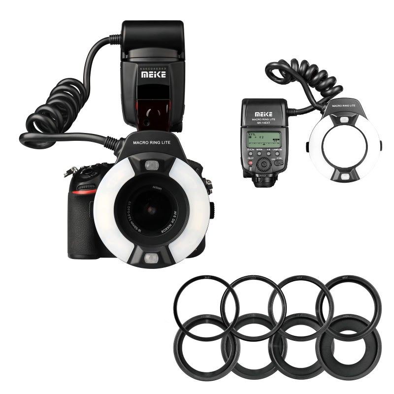 Meke Meike MK-14EXT-N I-TTL Macro Ring Flash Compatible with Nikon D7100 D7000 D5200 D5100 D5000 D3500 D3200 D3100 D90 D300S D600 with LED AF Assist Lamp - Image 2