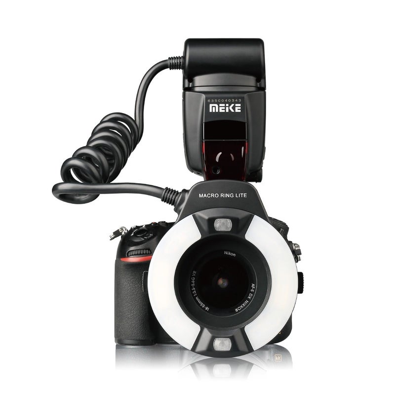 Meke Meike MK-14EXT-N I-TTL Macro Ring Flash Compatible with Nikon D7100 D7000 D5200 D5100 D5000 D3500 D3200 D3100 D90 D300S D600 with LED AF Assist Lamp - Image 1