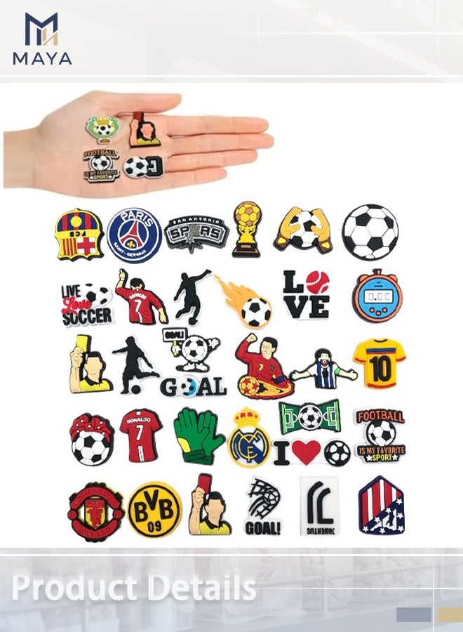 Maya 32 PCS Soccer Charms for Shoes, Football Sports Decoration Adults Children, Cartoon Shoe Decoration Charms - Image 4