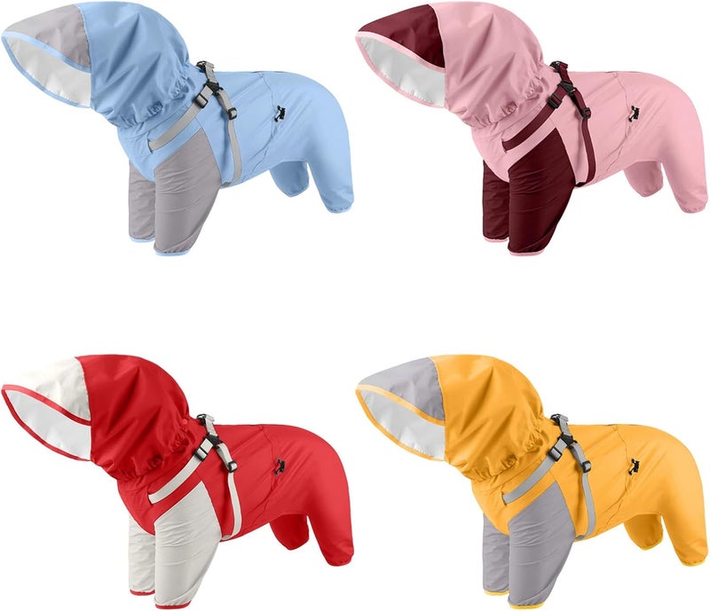 Dog Raincoat Hooded Rain Jackets Comfortable Rainwear for Small to Large with Four Leg Designs Adjustable Hoods Coat - Image 3