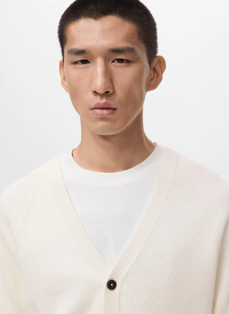 مانجو مان Ribbed knitted cardigan with buttons
