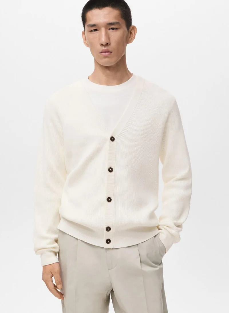 Mango Man  Ribbed knitted cardigan with buttons for Men | Best Price UAE