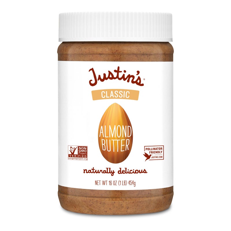 JUSTIN'S Justins Classic Almond Butter Only Two Ingredients No Stir Glutenfree NonGMO Ketofriendly Responsibly Sourced 16 Ounce Jar Pack of 1