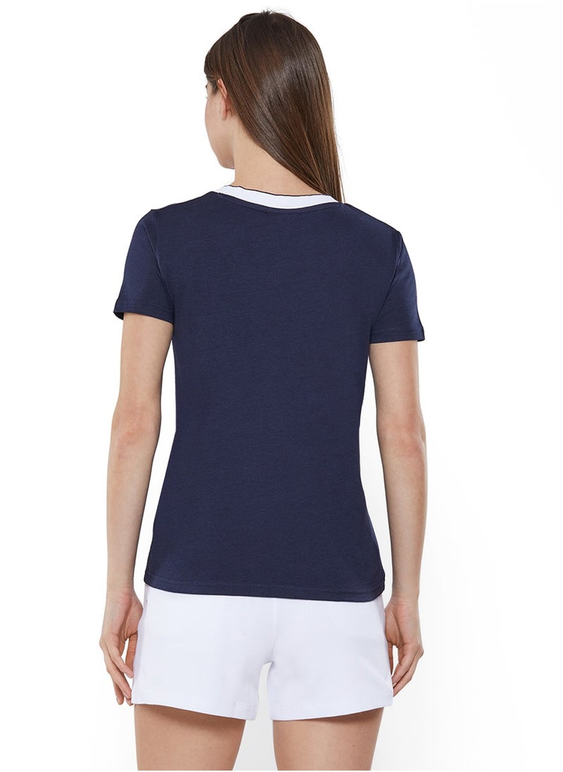 NAUTICA - Regular Fit Cotton Blend Logo V-Neck T-shirt - Image 1