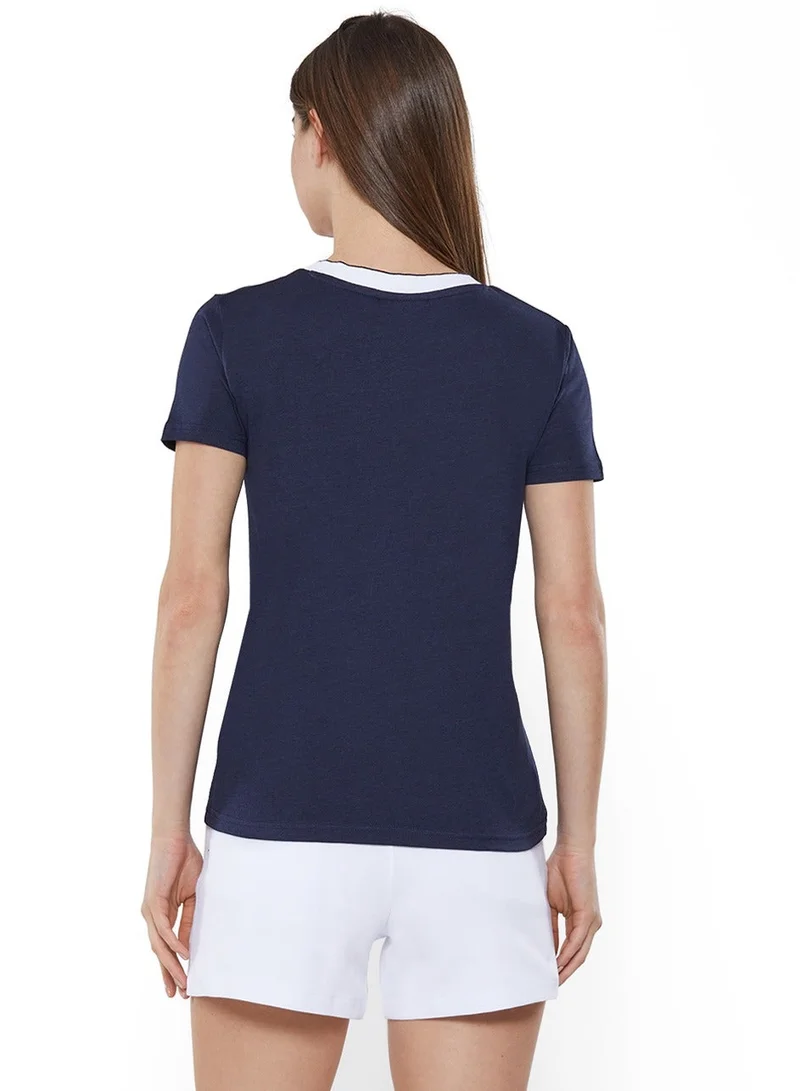 NAUTICA  Regular Fit Cotton Blend Logo V-Neck T-shirt for Women | Best Price UAE