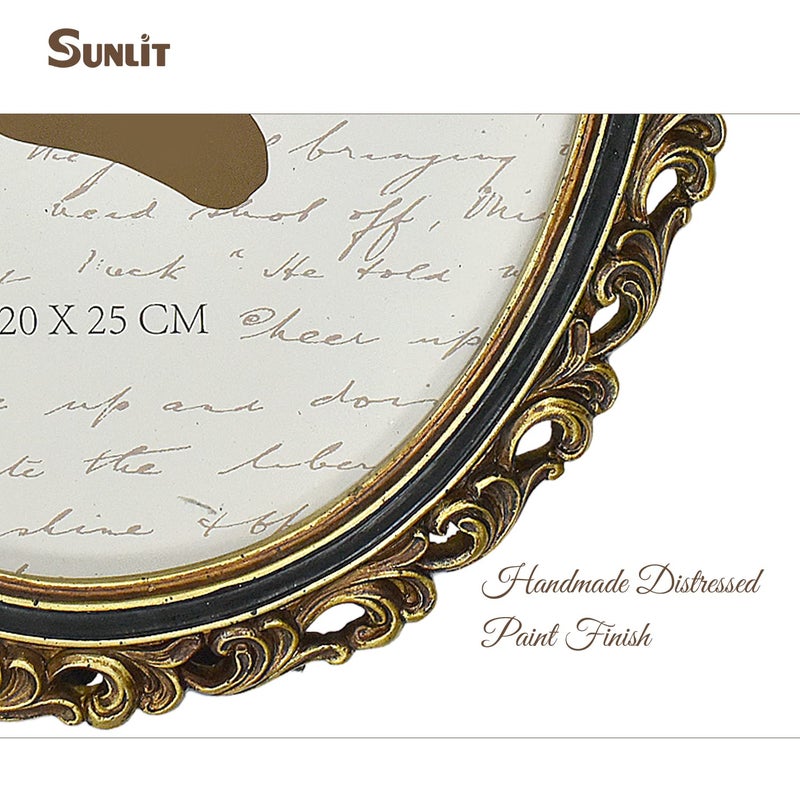 Sunlit Vintage Picture Frame 8x10 Inch  Oval Antique Photo Frames with Glass Front  Luxury Photo Display  Tabletop Wall Hanging  Gift Ideas  Golden Brown - Image 5