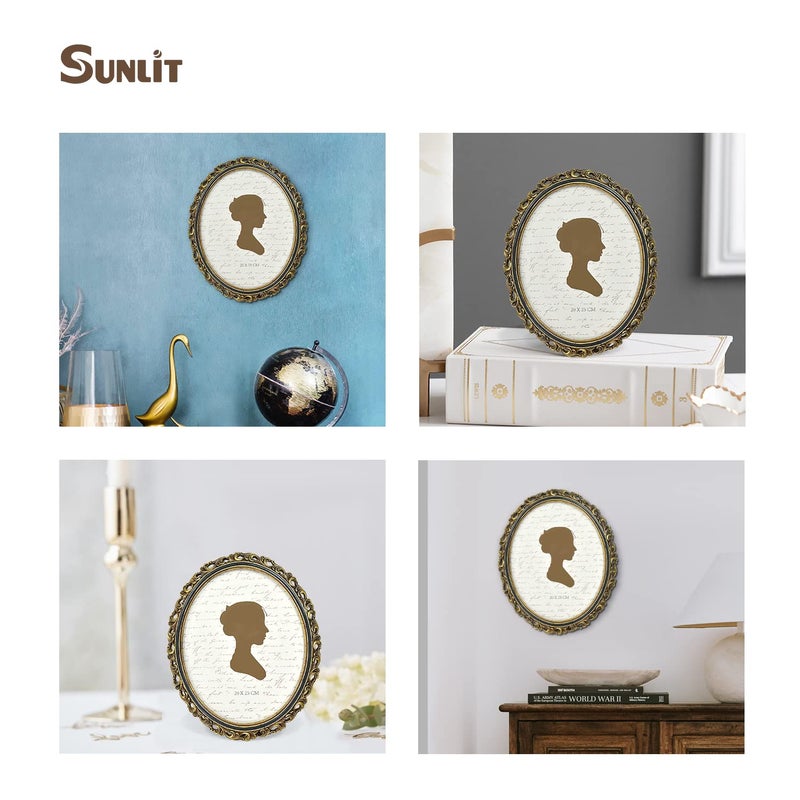 Sunlit Vintage Picture Frame 8x10 Inch  Oval Antique Photo Frames with Glass Front  Luxury Photo Display  Tabletop Wall Hanging  Gift Ideas  Golden Brown - Image 4