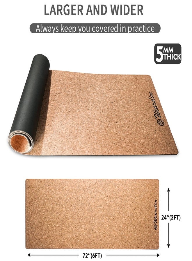 Wearslim® Eco-Friendly 5 MM Yoga Mat - Natural Cork, Excellent Grip, Thick - Hypoallergenic & Non Toxic - Exercise Mat with Carrying Strap - Pilates Mat, Workout Mat - Yoga Mats For Women & Men - Image 4
