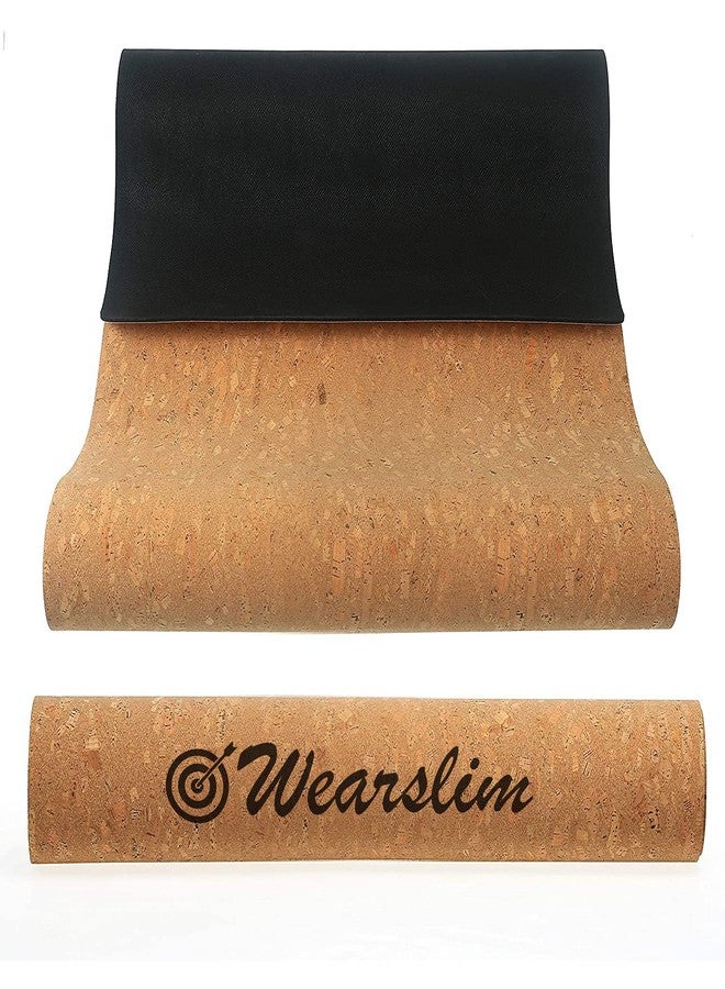 Wearslim® Eco-Friendly 5 MM Yoga Mat - Natural Cork, Excellent Grip, Thick - Hypoallergenic & Non Toxic - Exercise Mat with Carrying Strap - Pilates Mat, Workout Mat - Yoga Mats For Women & Men - Image 1