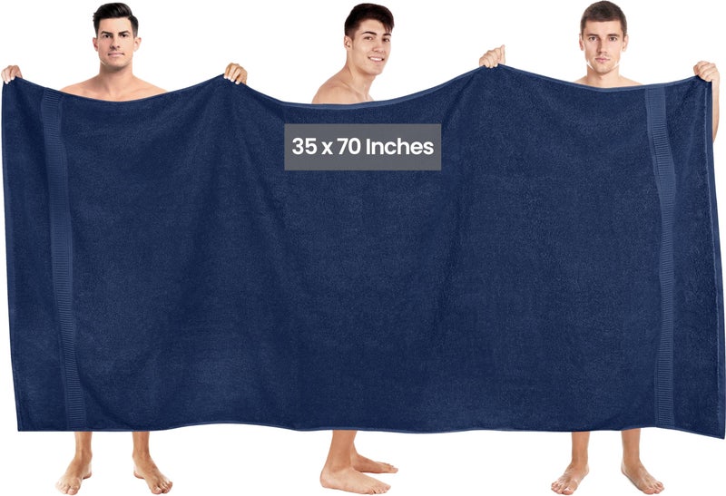 Utopia Towels Luxurious Jumbo Bath Sheet 2 Piece, 600 GSM, 35 by 70 Inches, 100% Ring Spun Cotton, Highly Absorbent and Quick Dry Extra Large Bath Towel, Super Soft Towel, Navy - Image 2