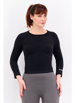Adidas Women Sportswear Fit Long Sleeves Training Crop Top, Black  - Image 1