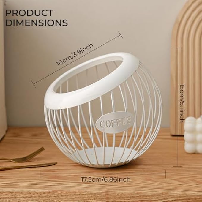 MedMad Coffee Pod Holder Large Capacity Steel Espresso Coffee Capsule Holder Coffee Storage Organizer Suitable For Coffee Capsule Fruit Candy White 1 - Image 3