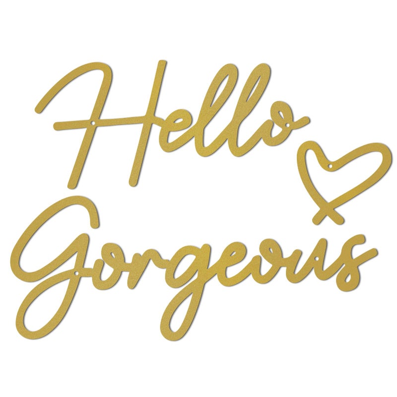 ESTART Hello Gorgeous Metal Wall Art Decor Gold Modern Hello Gorgeous Signs Farmhouse Metal Wall Art Hanging Decoration for Bathroom Living Room Bedroom Office Hotel Home Wall Decoration (Gold) - Image 1