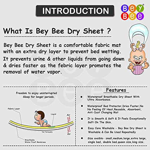 Bey Bee Waterproof Bed Protector Baby Dry Sheet, Medium, Dark Blue - Image 4
