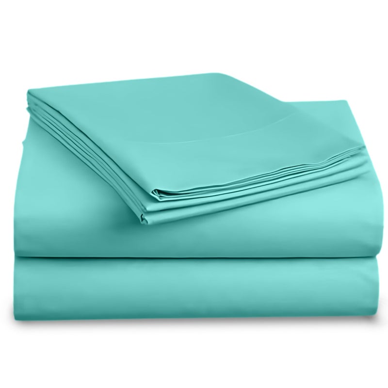 DESTINY CRESCENT BED Full XL 100% Microfiber Double Brushed Sheet Set - Extra-Soft  Breathable & Wrinkle-Free - 15"" Deep Pockets  54"" x 80"" - Ideal for Extra Long Full Beds - 4PC Set (Full XL  Aqua Blue) - Image 1
