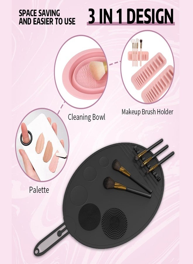 Coolnice Silicone Makeup Brush Cleaning Mat Large Size, Cosmetic Cleaning Pads (black) - Image 4