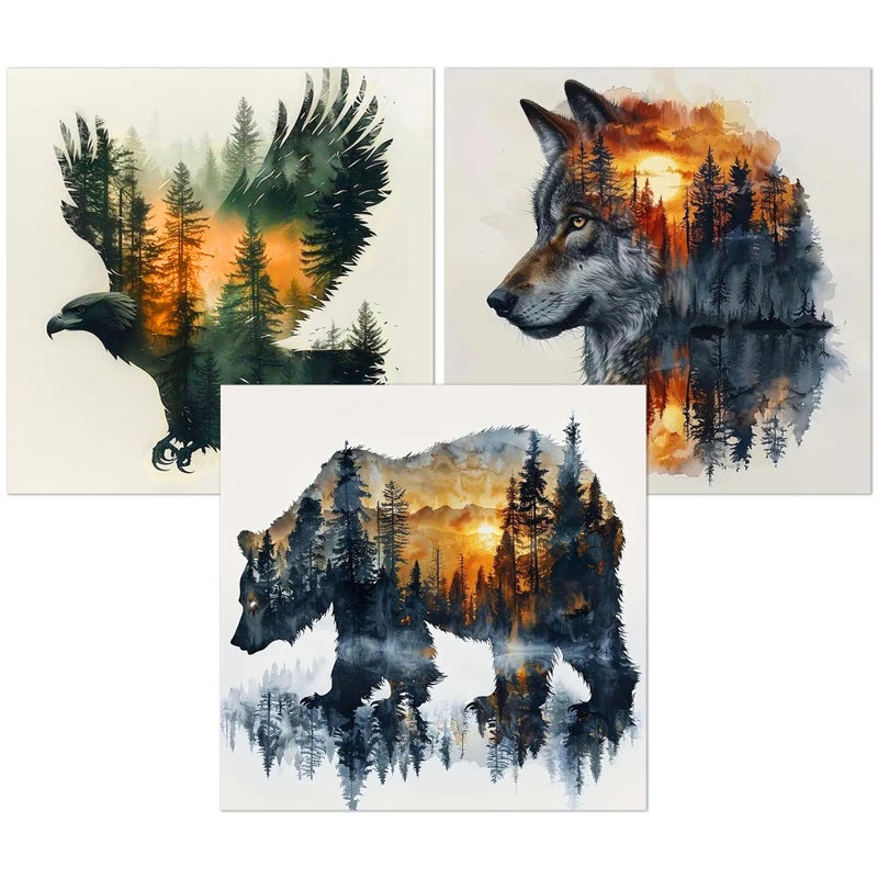 Meothan 3 Pack Diamond Painting Kits for Adults Wild Animals Diamond Art Kits for Adults Beginners 5D DIY Paint with Diamonds Gem Art Dots Set for Home Wall Decor 12 x 12 Inch Bear Wolf and Eagle - Image 2