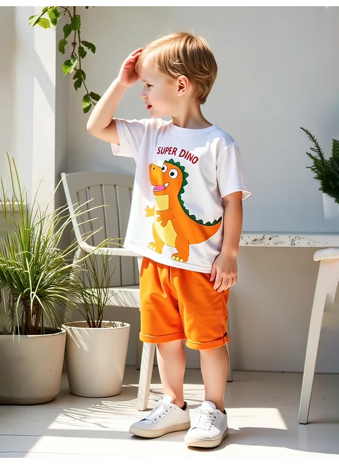 تايك تو Take Two Kids 2pcs Graphic Print Short Sleeve T-Shirt and Shorts