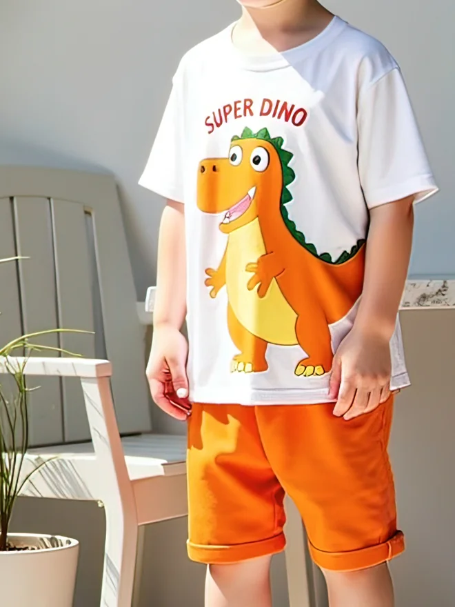Styli Styli Kids 2pcs Graphic Print Short Sleeve T-Shirt and Shorts