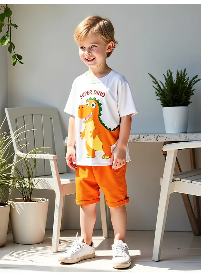 تايك تو Take Two Kids 2pcs Graphic Print Short Sleeve T-Shirt and Shorts