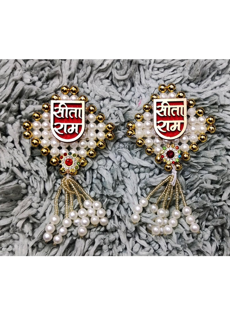 BITONA BITONA Puja Sohn Soon Puja Sita Ram Wooden Tags Door Sticker tag 1 Pair self Stick2 Piece for Festival Specially Rakhi etc  - Image 3