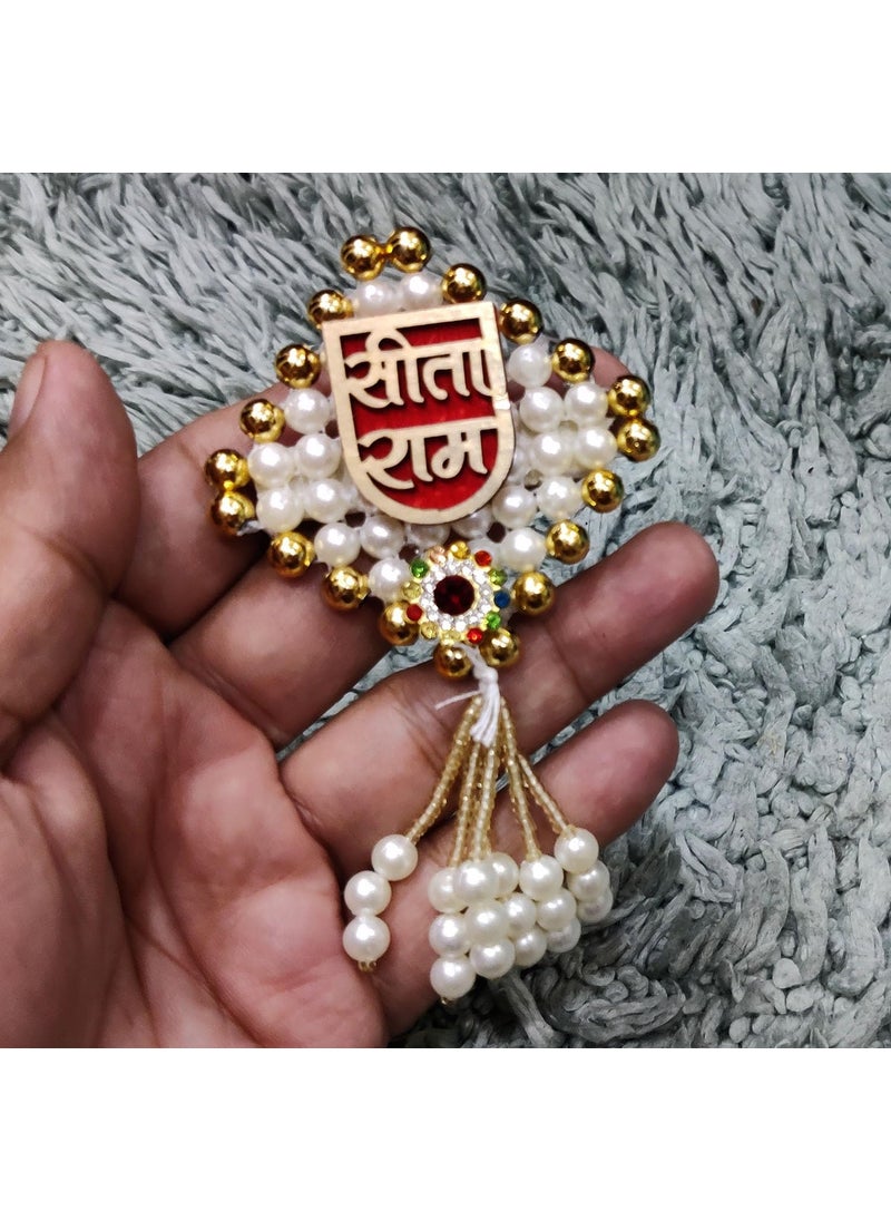 BITONA BITONA Puja Sohn Soon Puja Sita Ram Wooden Tags Door Sticker tag 1 Pair self Stick2 Piece for Festival Specially Rakhi etc  - Image 4