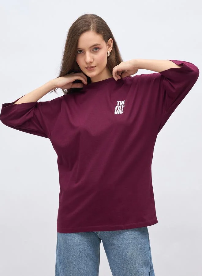 Styli Styli Back Slogan Print Oversized T-Shirt