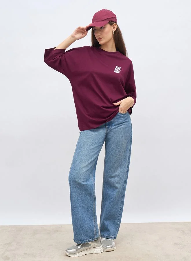 Styli Styli Back Slogan Print Oversized T-Shirt