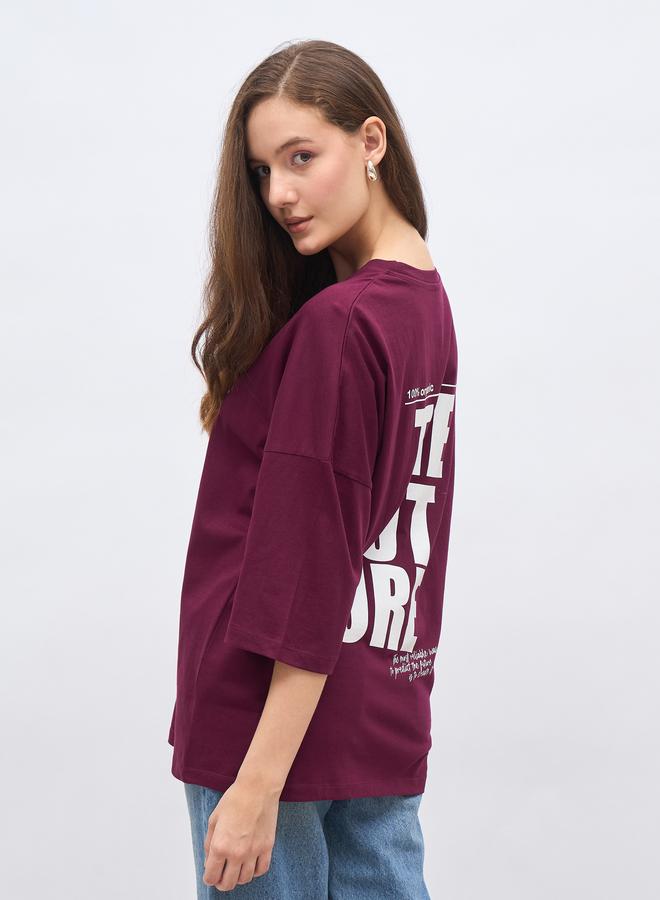 Styli Back Slogan Print Oversized T-Shirt - Image 5