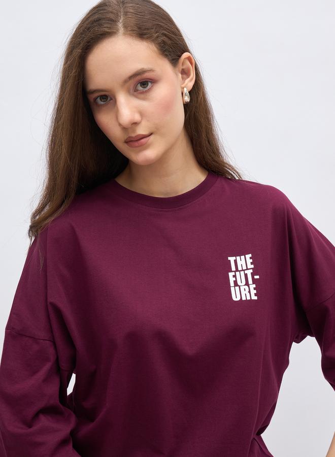 Styli Back Slogan Print Oversized T-Shirt - Image 4