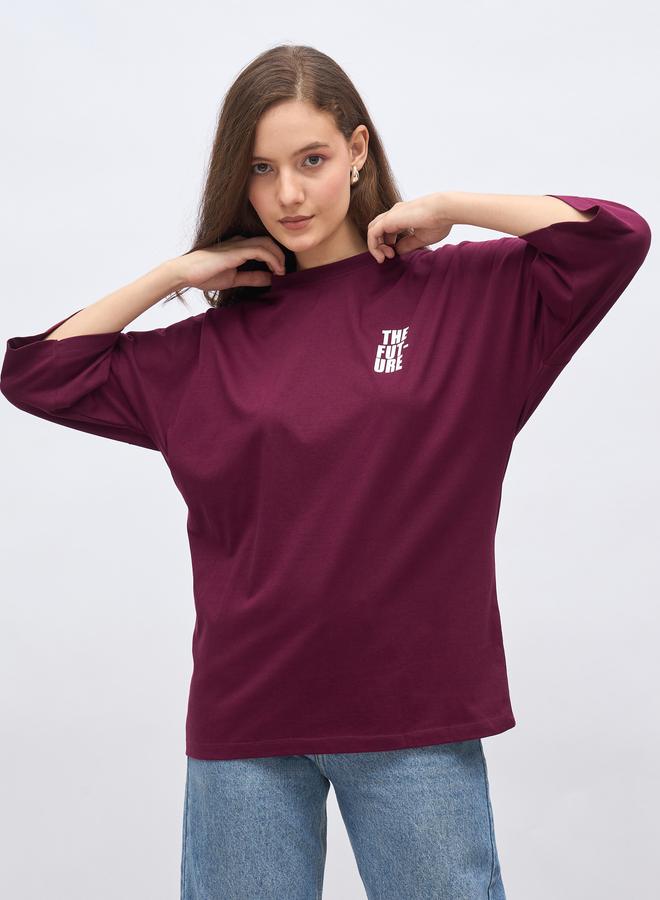 Styli Back Slogan Print Oversized T-Shirt - Image 1