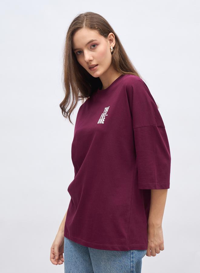 Styli Back Slogan Print Oversized T-Shirt - Image 3