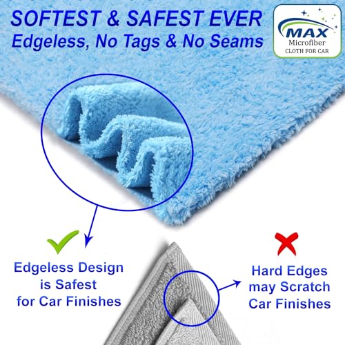 MAX Microfiber Cloth for Car (550 GSM, 4 Pc, 40 x 40 cm) Softest & SAFEST Ever Edgeless Coral Fleece Microfiber Cloth Towel for Car Cleaning, Drying, Buffing & Polishing - Image 2