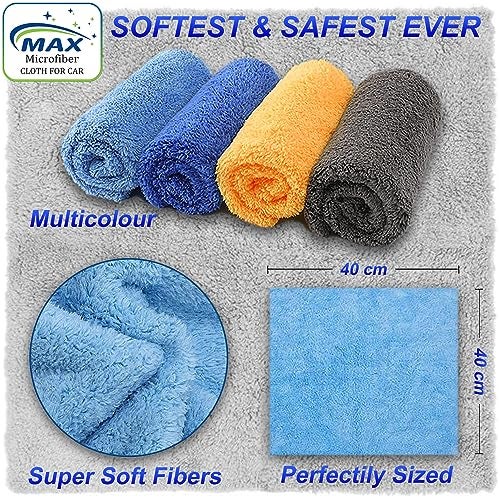 MAX Microfiber Cloth for Car (550 GSM, 4 Pc, 40 x 40 cm) Softest & SAFEST Ever Edgeless Coral Fleece Microfiber Cloth Towel for Car Cleaning, Drying, Buffing & Polishing - Image 4