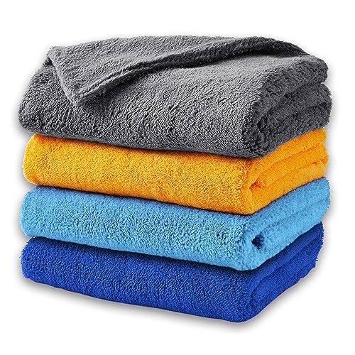 MAX Microfiber Cloth for Car (550 GSM, 4 Pc, 40 x 40 cm) Softest & SAFEST Ever Edgeless Coral Fleece Microfiber Cloth Towel for Car Cleaning, Drying, Buffing & Polishing - Image 1