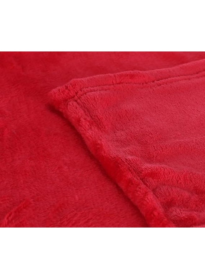 Microfiber Blanket, Super Soft, 100% Polyester (130 x 180 cm) - Red - Image 2
