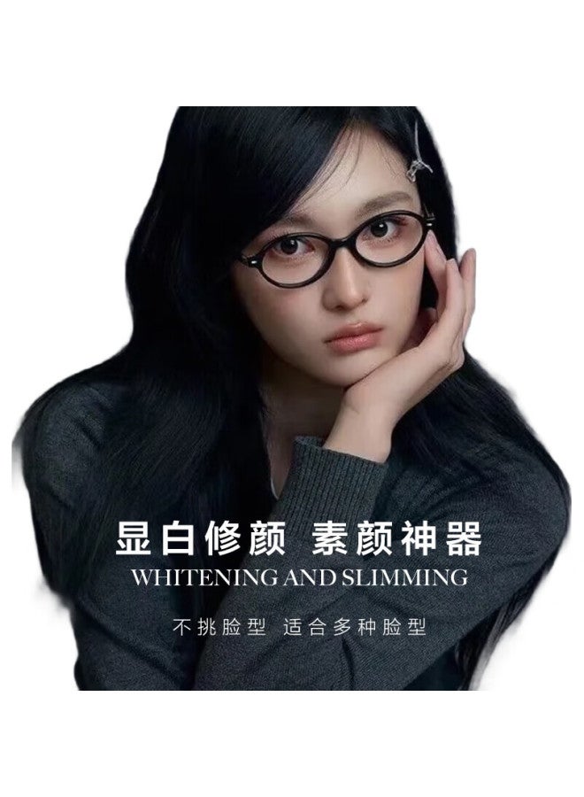 LOHO (Loho) [White Lu Style] Bookworm Glasses Tortoiseshell Oval Small Frame Myopia Blue Light Blocking Frame Bare Face Glasses Zeiss - Image 2