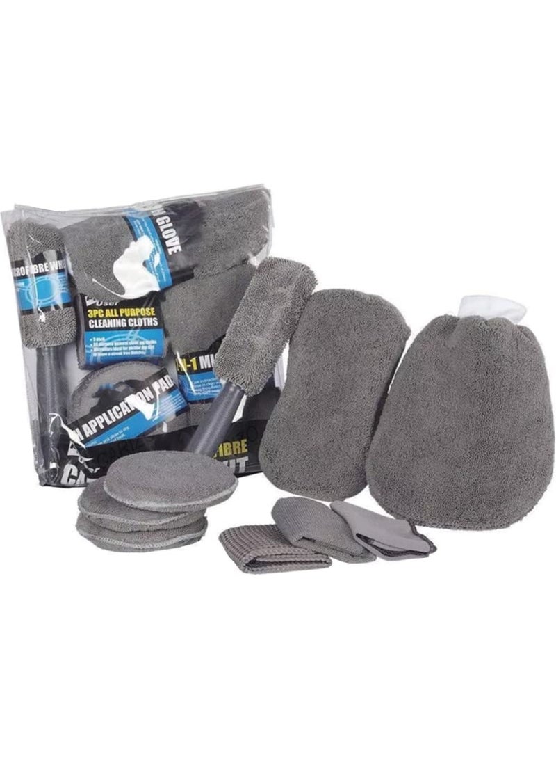 SMY "SMY 9-Piece All-in-One Car Wash Kit with Sponge, Mitt, Brush, Towel, and Pads for Dirt and Grime Removal (MC9S)" - Image 2