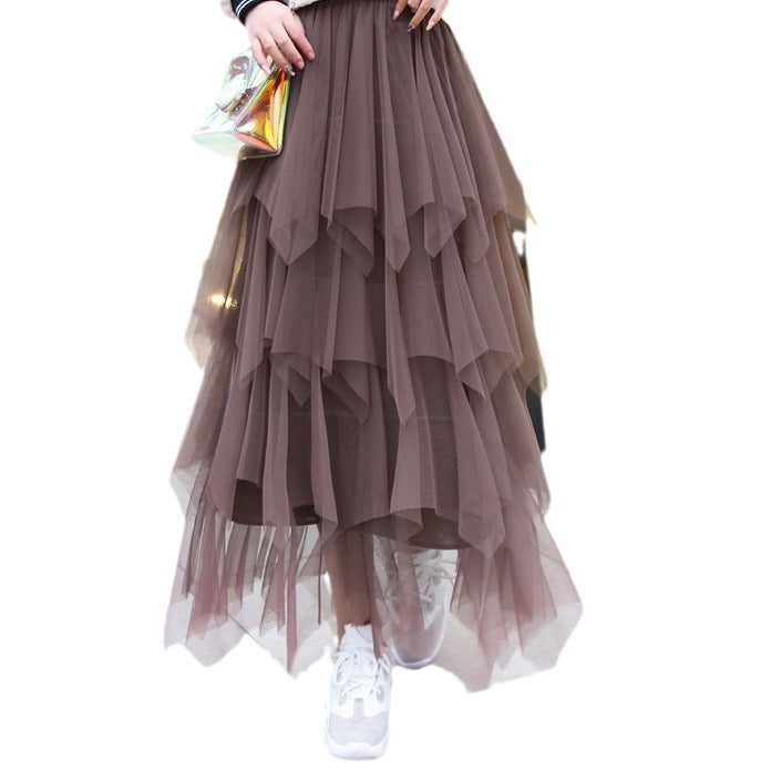 Gauze Skirt Women'S Skirt 2024 Spring And Pleated Mesh Puffy Cake Skirt Super Fairy Long Skirt - Image 5
