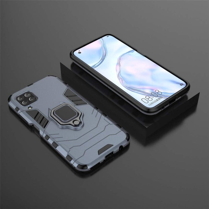 MaiJin Compatible with Huawei P40 Lite, Nova 7i, Nova 6 SE Case, Metal Ring Grip Kickstand Bumper (Works with Magnetic Car Mount) Dual Layer Rugged Cover (Navy Blue) - Image 5