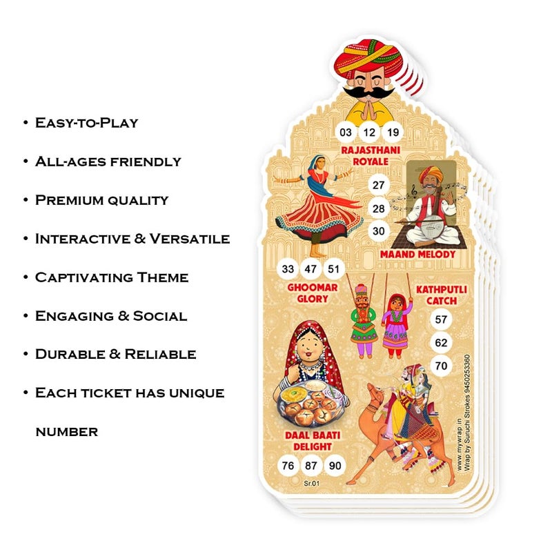 Suruchi Strokes Rajasthani Theme Tambola Ticket | Traditional Festival | Marwari Kitty Party Game (20 Ticket) - Image 4