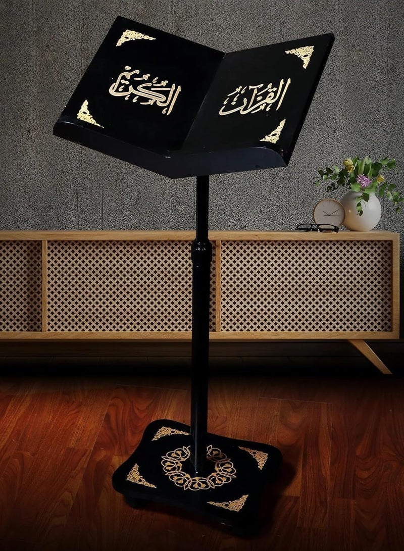 REBENUO Adjustable Muslim Quran Book Holder Stand, Holy Quran Stand For Convenient Reading, light weight, Size Large (Black) - Image 2