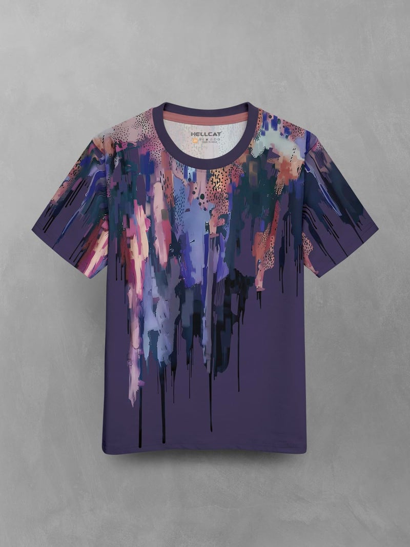 HELLCAT Boys Cotton Blend Regular Fit Trendy Front & Back Graphic Printed Half Sleeve Premium Round Neck Tshirt for - Pack of 2 Purple/Beige3 3-4 Years - Image 3